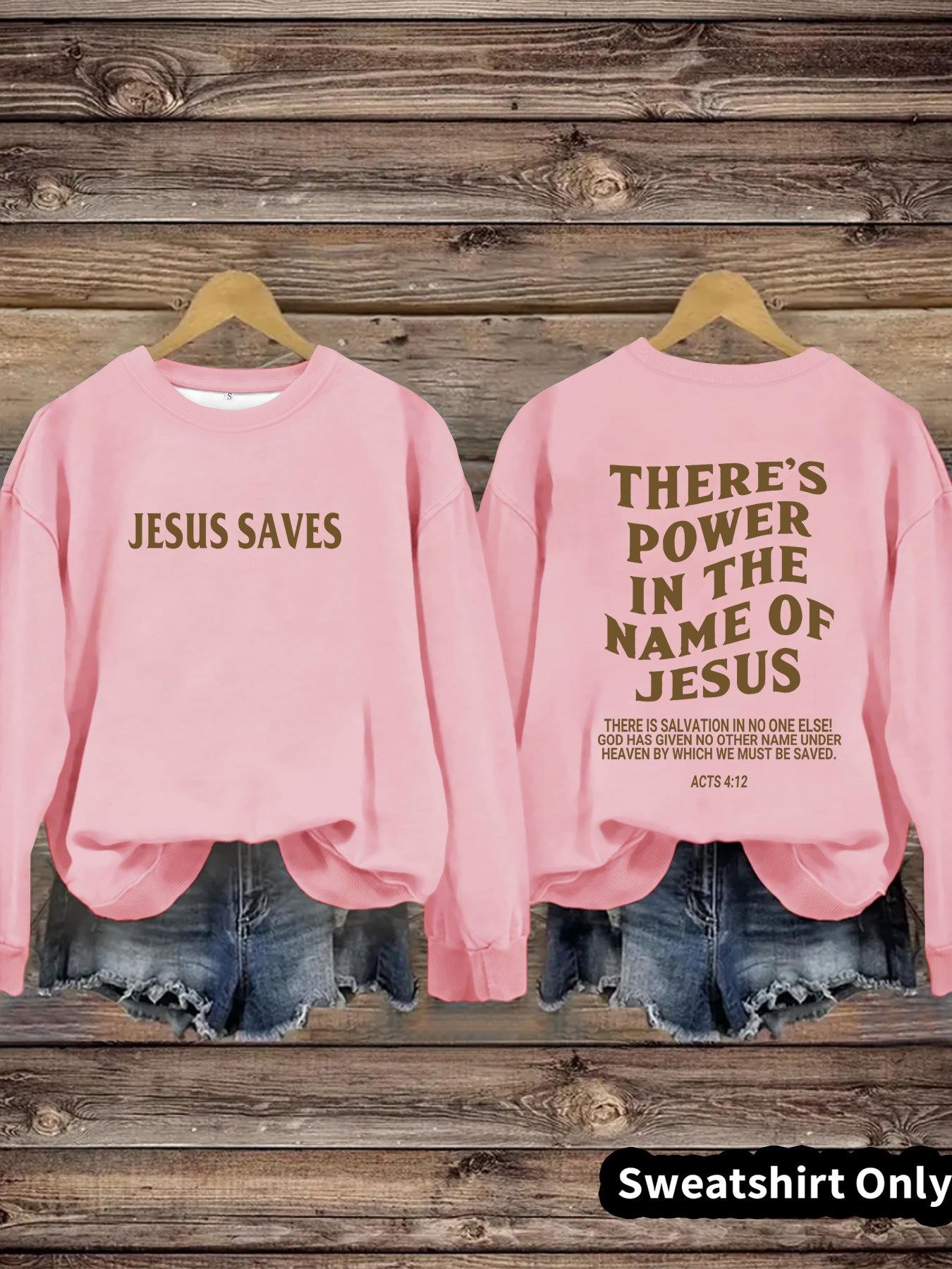 Round neck JESUS SAVES printed pullover sweatshirt sweatshirt - Image 7