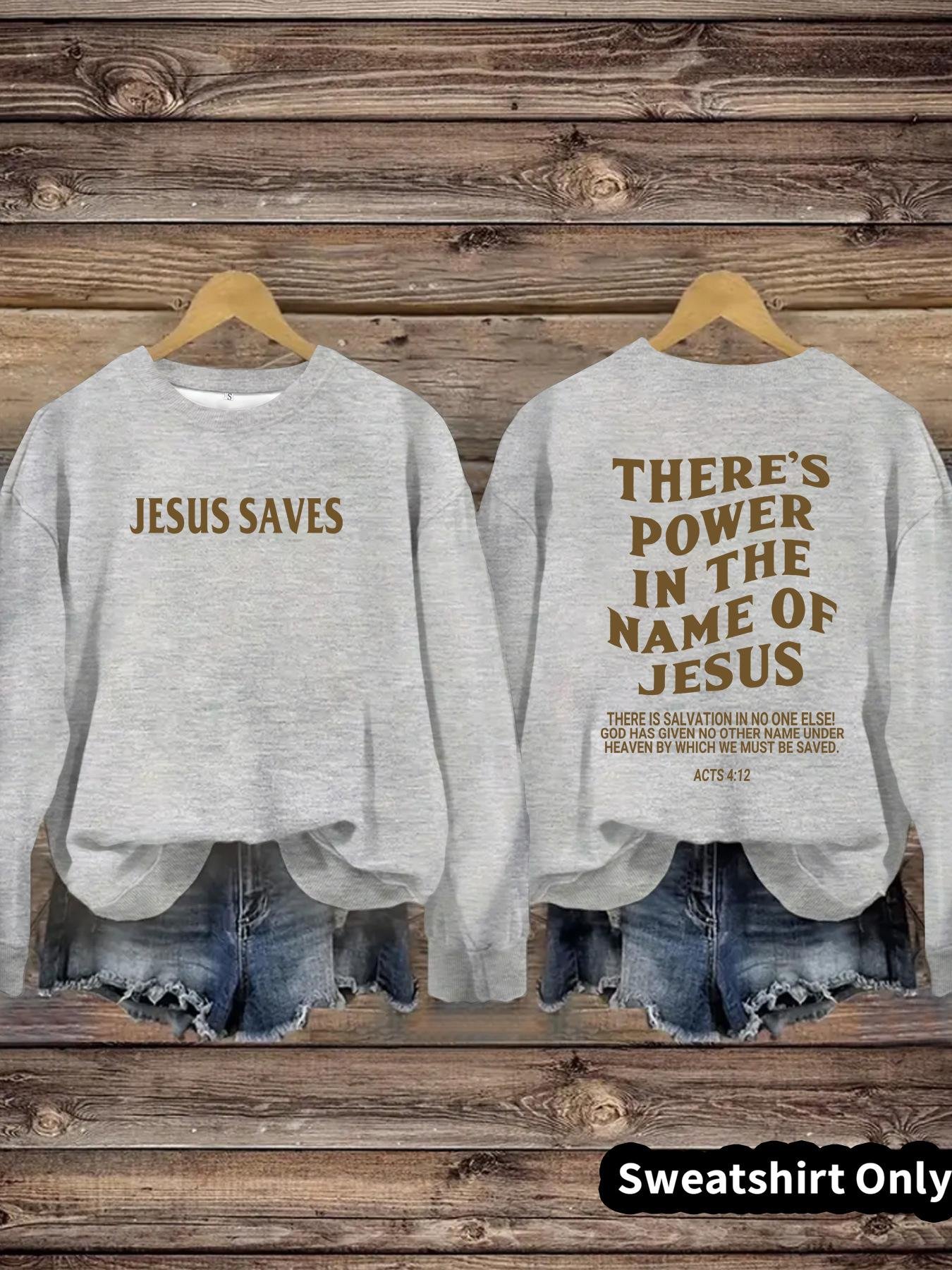 Round neck JESUS SAVES printed pullover sweatshirt sweatshirt - Image 10