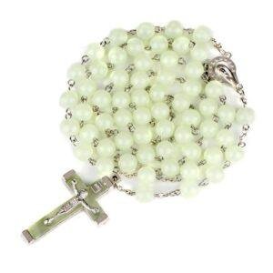 Classic Fashion Luminous Religious Style Christian Rosary Jewelry Luminous Rosary Cross Necklace
