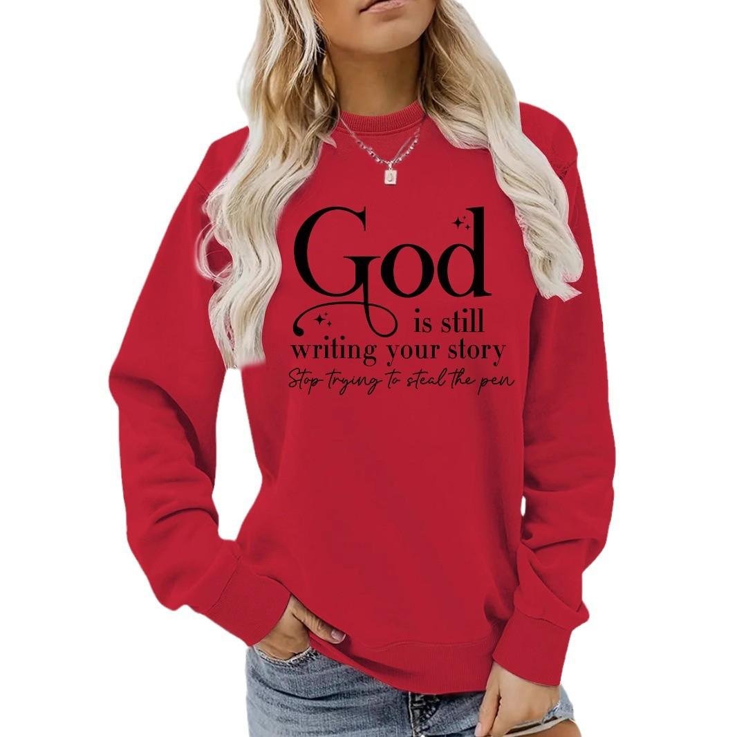 GOD STOP printed pullover sweatshirt