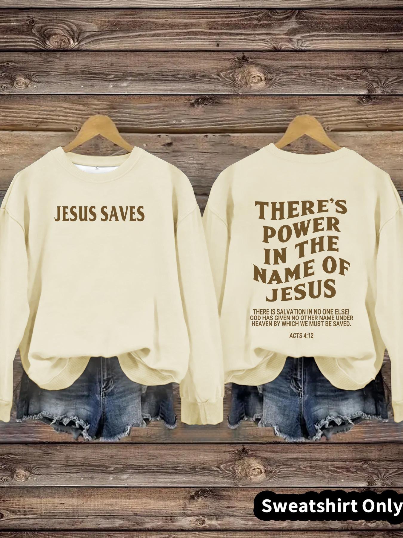 Round neck JESUS SAVES printed pullover sweatshirt sweatshirt - Image 13