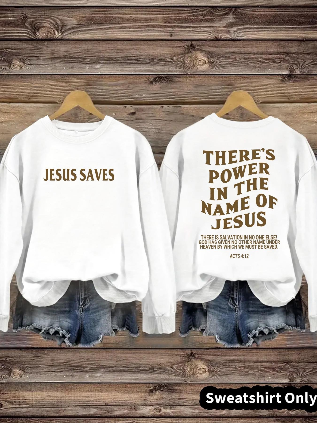 Round neck JESUS SAVES printed pullover sweatshirt sweatshirt - Image 6