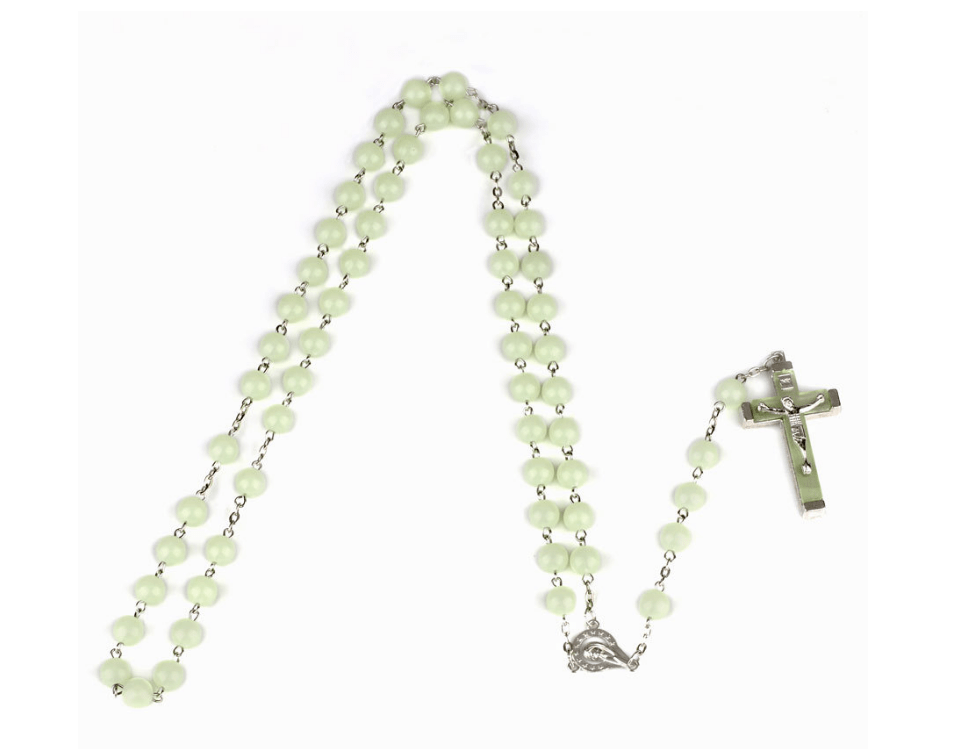 Classic Fashion Luminous Religious Style Christian Rosary Jewelry Luminous Rosary Cross Necklace - Image 5