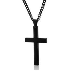 Simple Single Cross Necklace Pendant Jewelry Christian with Chain