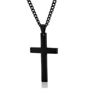 Simple Single Cross Necklace Pendant Jewelry Christian with Chain