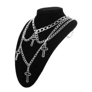 Necklace Jewelry Fashion Female Cross Multi layer Necklace Gothic Cross Pendant Necklace