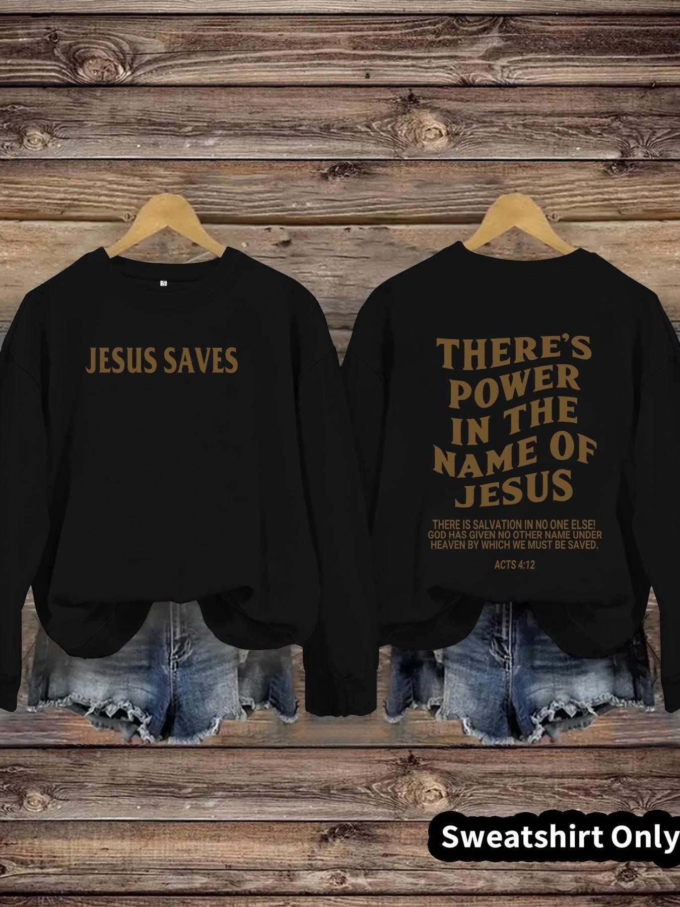 Round neck JESUS SAVES printed pullover sweatshirt sweatshirt - Image 8