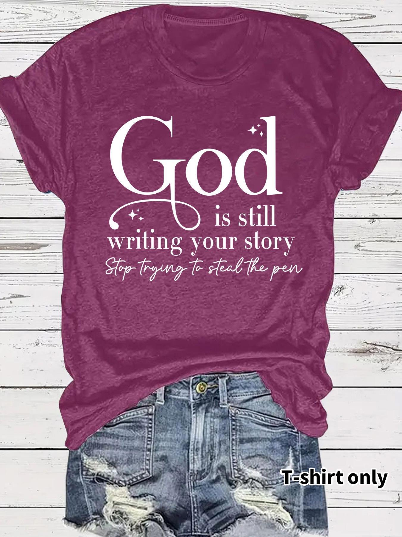 GOD slogan pattern round neck short sleeved shirt - Image 10
