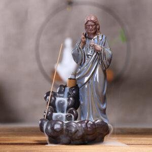 Jesus Smoke Backflow Incense Burner Creative Virgin Tower Incense Burner Decoration